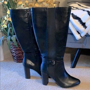 Lane Bryant black leather knee high boots size 12W